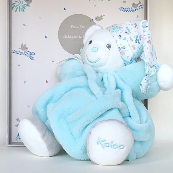 Kaloo Brand New Aqua Bear w/Hat - Medium Soft Plush Stuffed Animal for Baby 0+ - Picture 3 of 8
